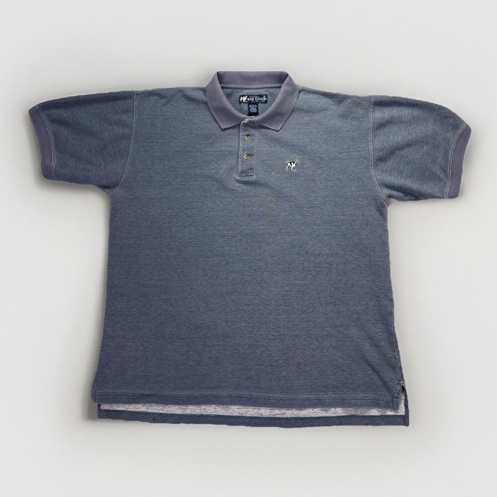 Vintage‎ 90’s Big Dogs Polo Shirt Mens XL Blue Gray Pique Cotton Embroidered